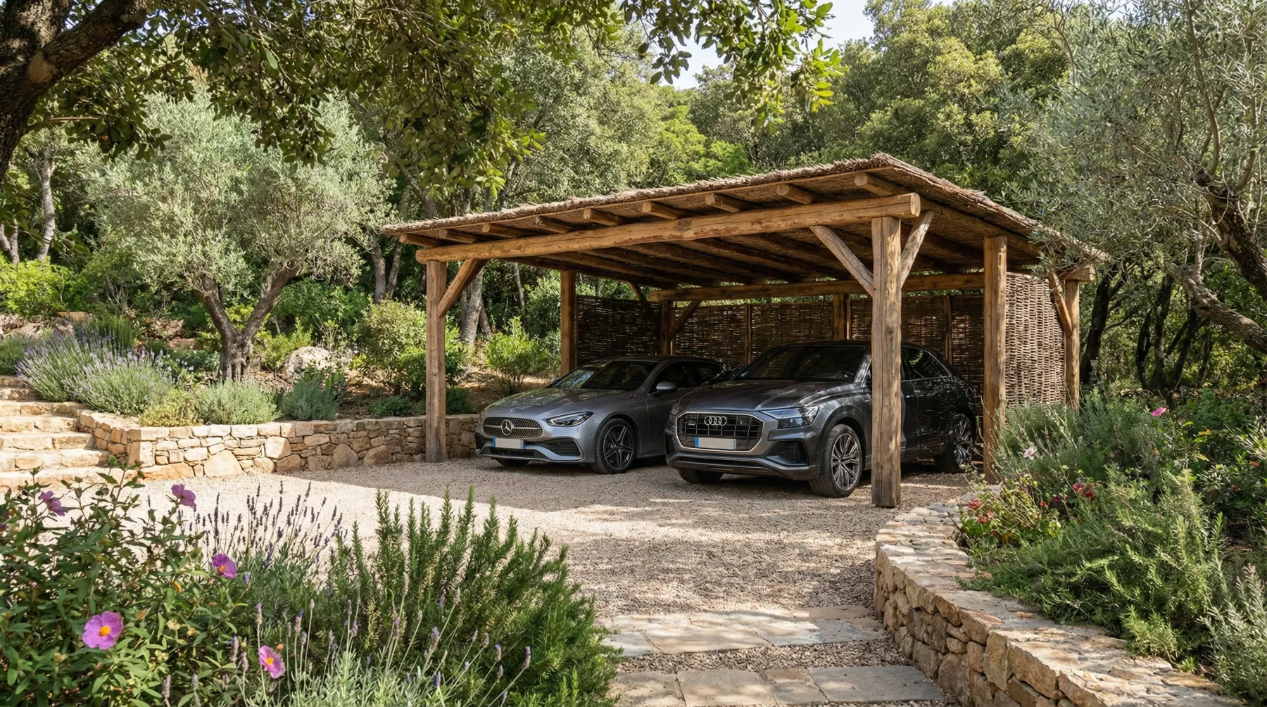 Le carport sous chaume