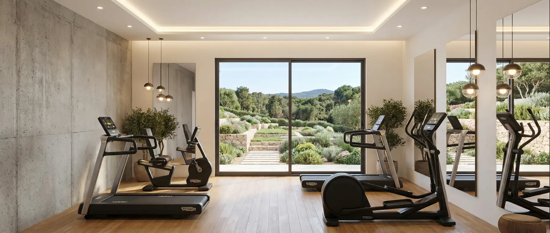 La salle de sport face au jardin