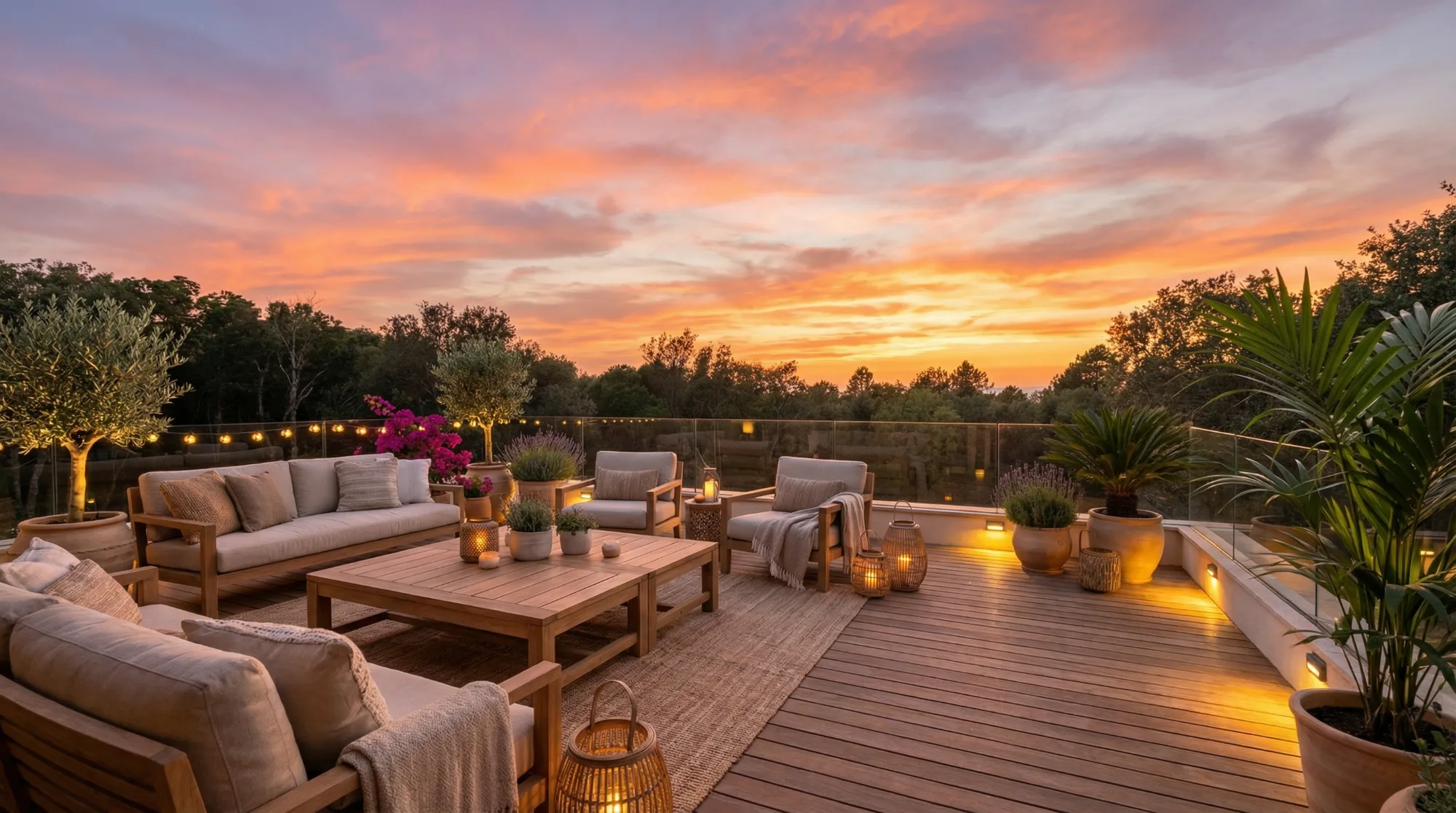 La terrasse au coucher du soleil